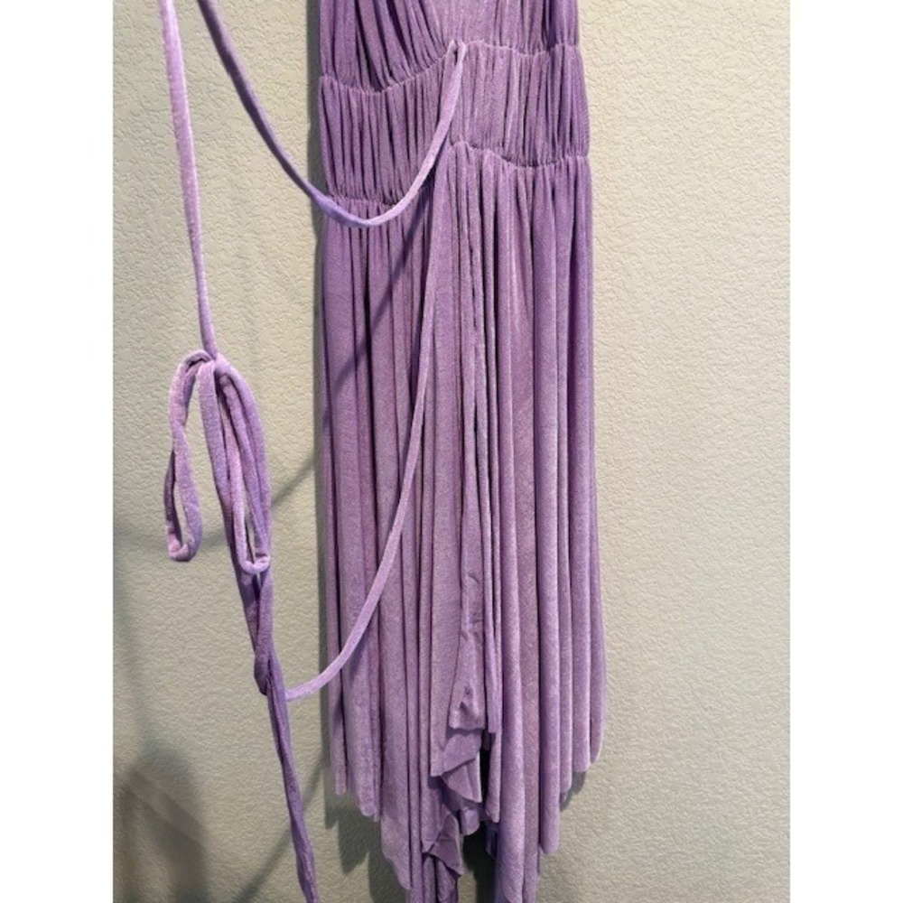 Olivaceous lavender lilac Assyme Purple Pleated Handkerchief Maxi Midi Dress M - Picture 5 of 8